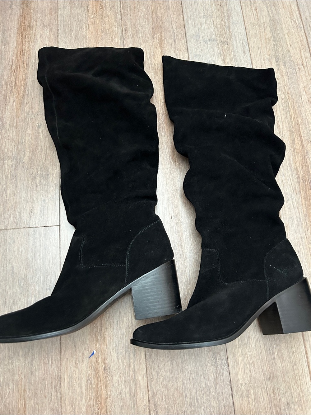 Kelsi Dagger Black Suede Over-the-Knee Block Heel Boots size 9 Easton slouchy